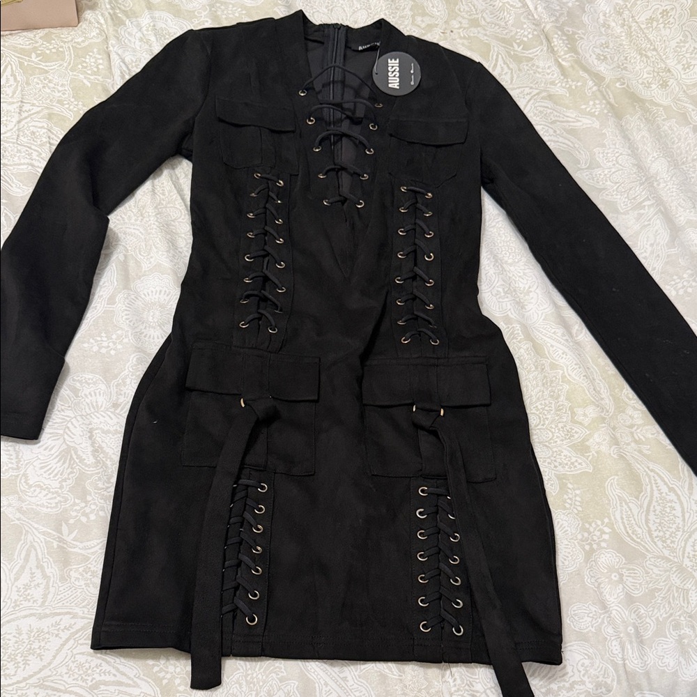 Black Lace-Up Dress